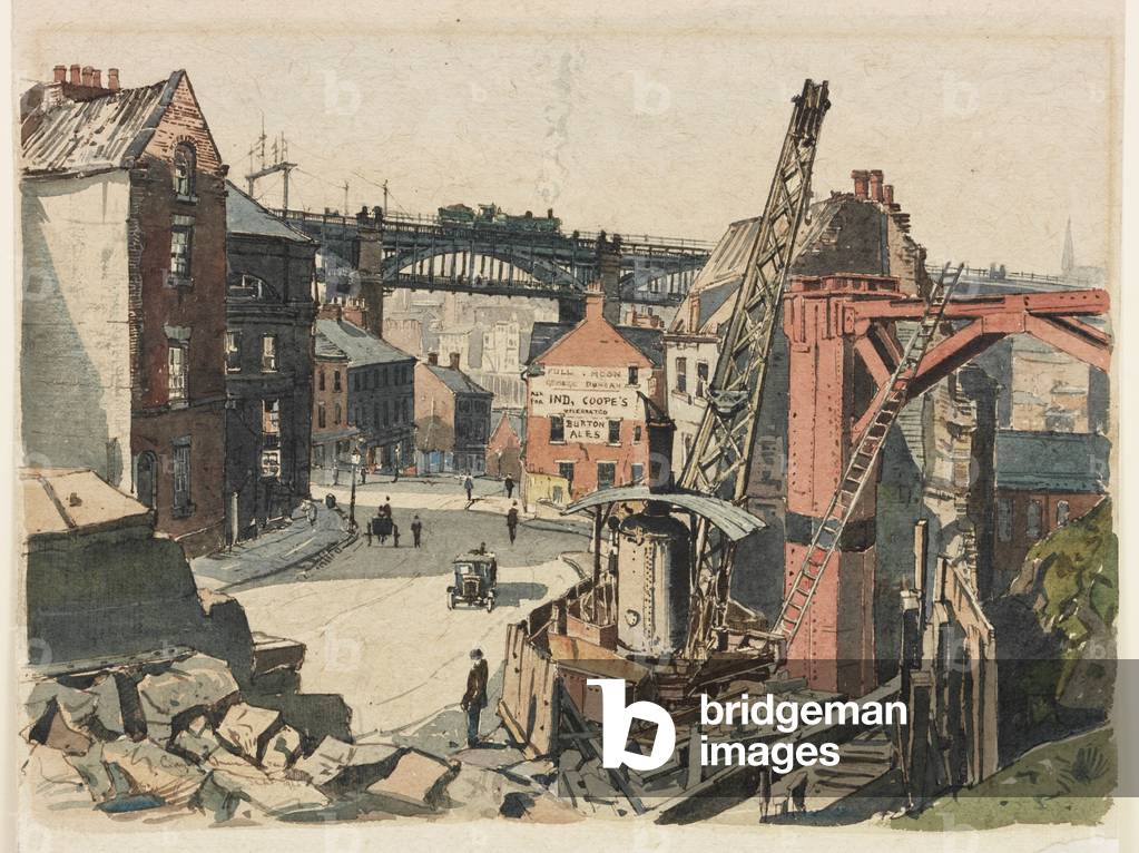 Building the pillars for the Tyne Bridge