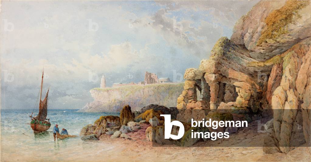 Tynemouth Priory and Lighthouse from the North (bodycolour on paper)