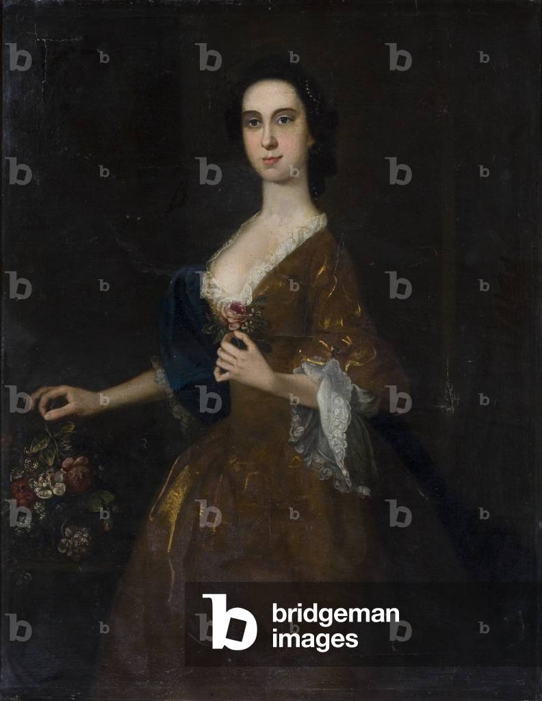 Portrait of a Lady in Red Dress (oil on canvas)