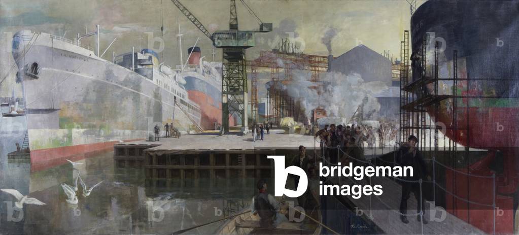 On the Tyne - Shipbuilding, 1954 (oil on canvas)