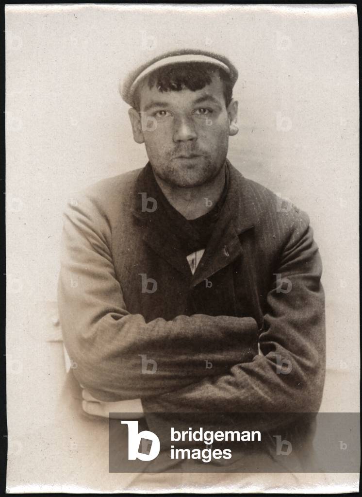 Robert Jackson, charged with loitering for the purpose of committing a felony, North Shields, UK, 1907 (b/w photo)