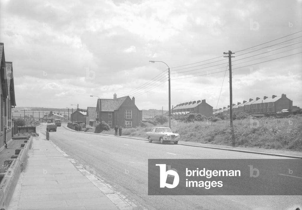General view of Fatfield, Washington, Tyne and Wear, UK, May 1965 (b/w photo)