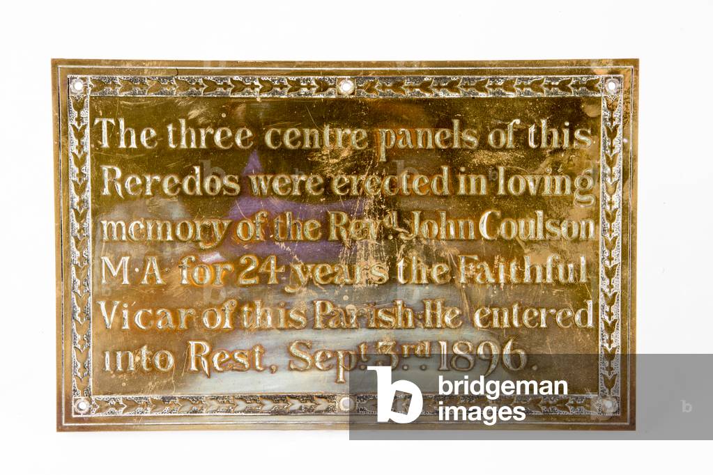 Altar plaque from Holy Trinity Church, South Shields, c.1896 (brass)