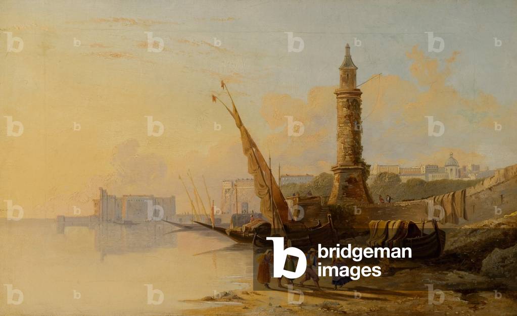 Italian Coast Scene (oil on canvas)