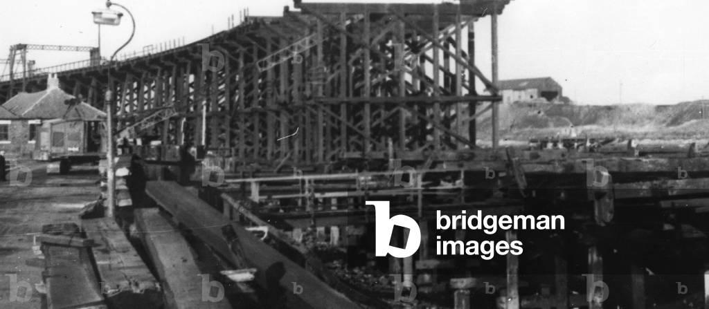 Blyth Harbour, showing a view of the South Side coal staiths (b/w photo)