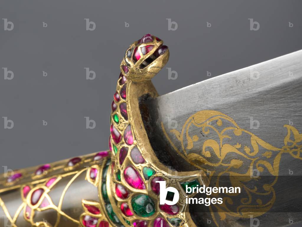Dagger with scabbard, Delhi, c.1620 (rock crystal, steel, cabachon emeralds & rubies, inlaid gold, wood, velvet & precious stones)