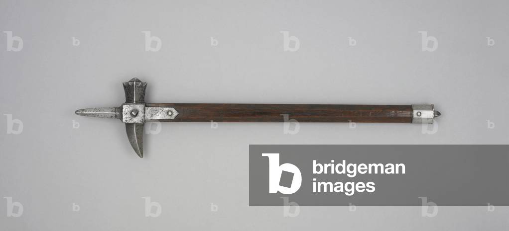 War hammer, with an oak haft, c.1450 (iron and oak)