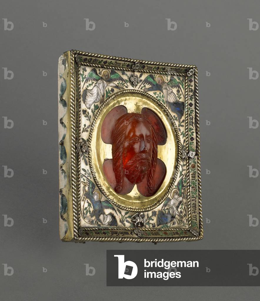 Head of Christ (Pax) (amber, silver, gold & enamel)