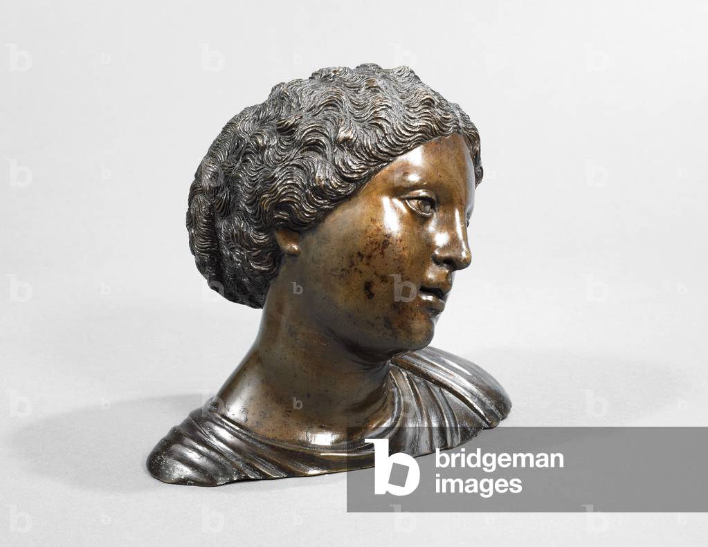 Head of a young woman in the Antique (all’antica) style, Venice, Italy, c.1500-05 (brass copper alloy)