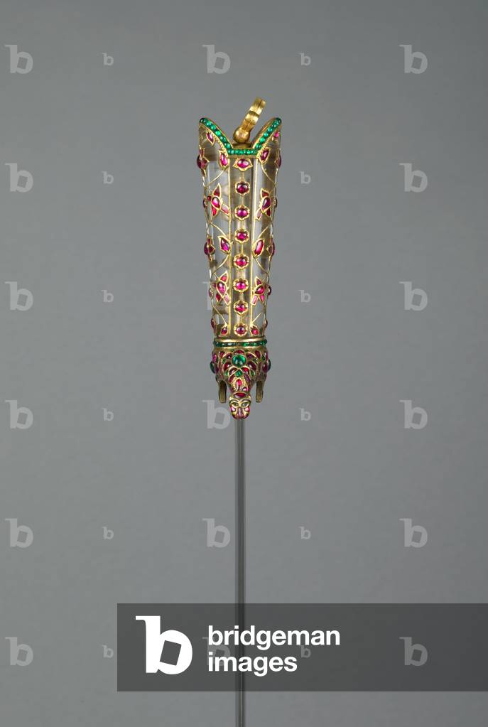 Dagger with scabbard, Delhi, c.1620 (rock crystal, steel, cabachon emeralds & rubies, inlaid gold, wood, velvet & precious stones)