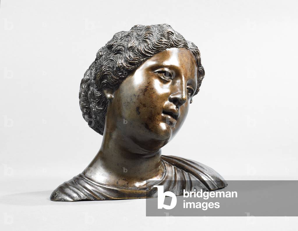 Head of a young woman in the Antique (all’antica) style, Venice, Italy, c.1500-05 (brass copper alloy)