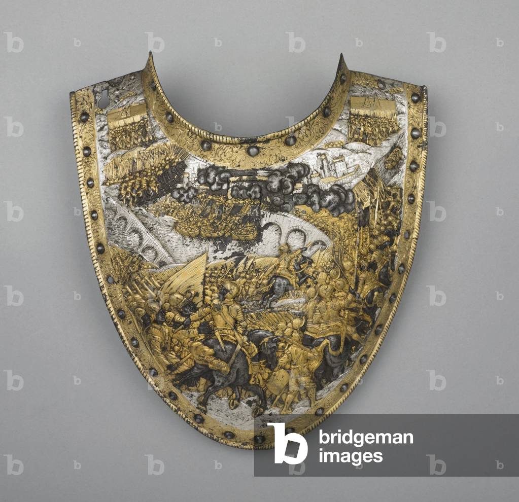 Gorget, composed of two plates, c.1610 (iron or steel, gold, copper alloy and silver)