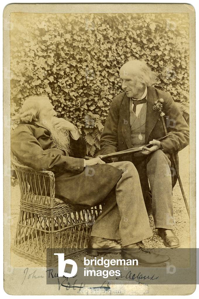 John Ruskin with Dr. Acland (b/w photo)