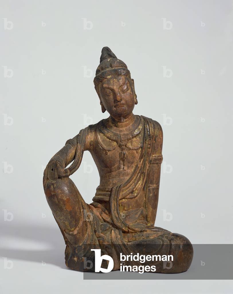 Seated figure of a Bodhisattva (wood, traces of lacquer & gilding)