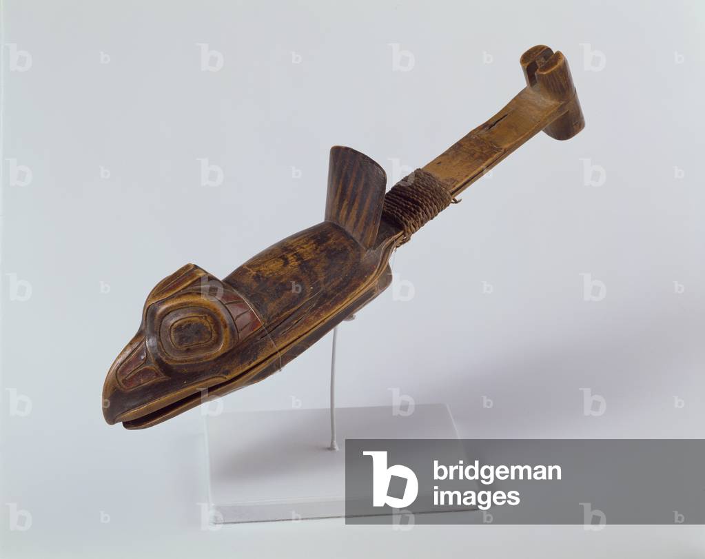 Bird clapper, Northwest Coast (wood & cord)