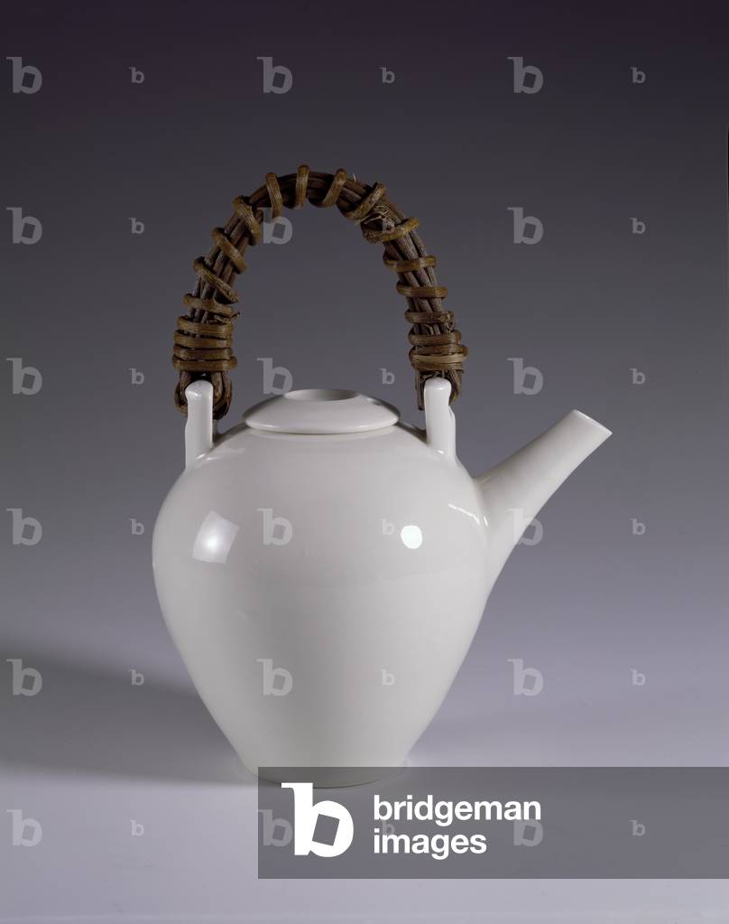 Teapot, 1998 (porcelain & white glaze with wisteria handle)
