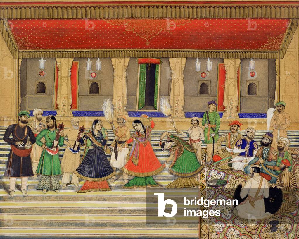 A Nobleman and his Guests watching a Nautch (Dance), c.1830 (gouache on paper)