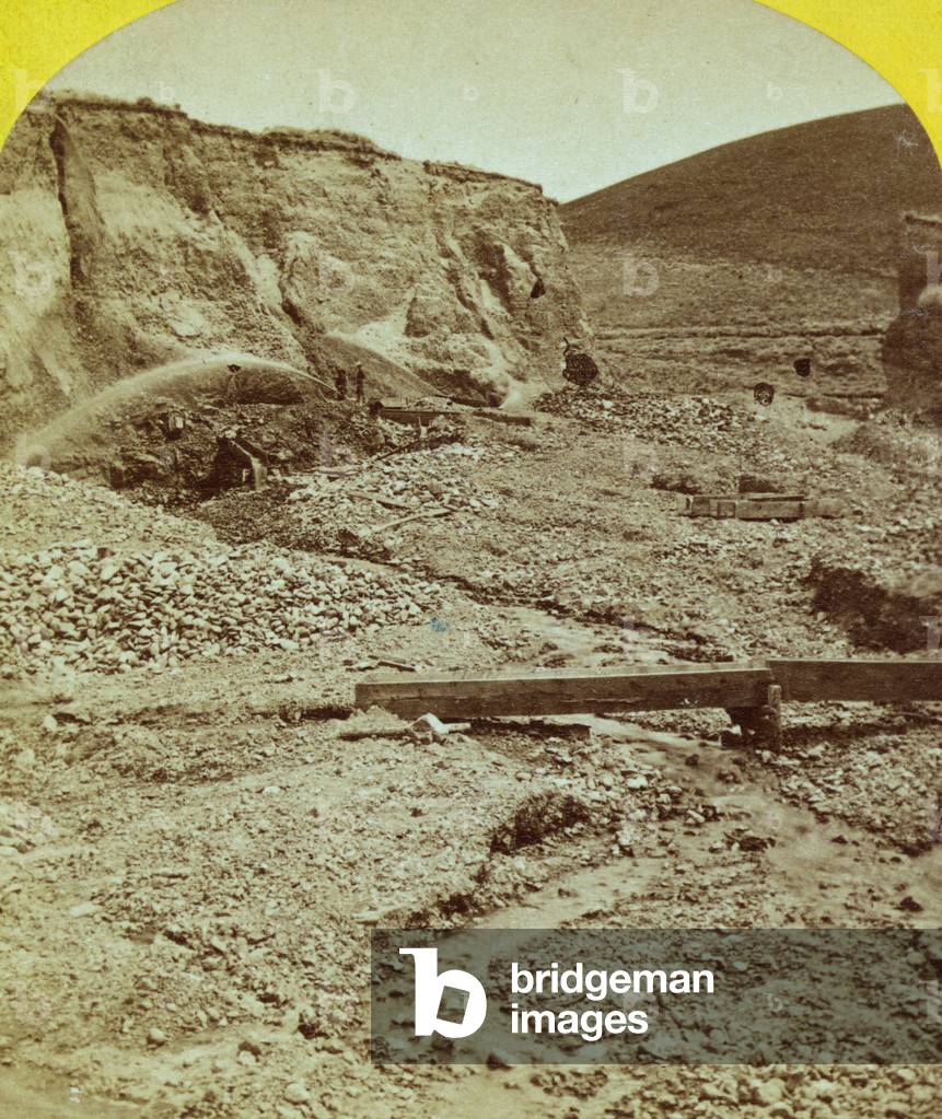 Hydraulic gold mining, Virginia City. 1871 (photo)