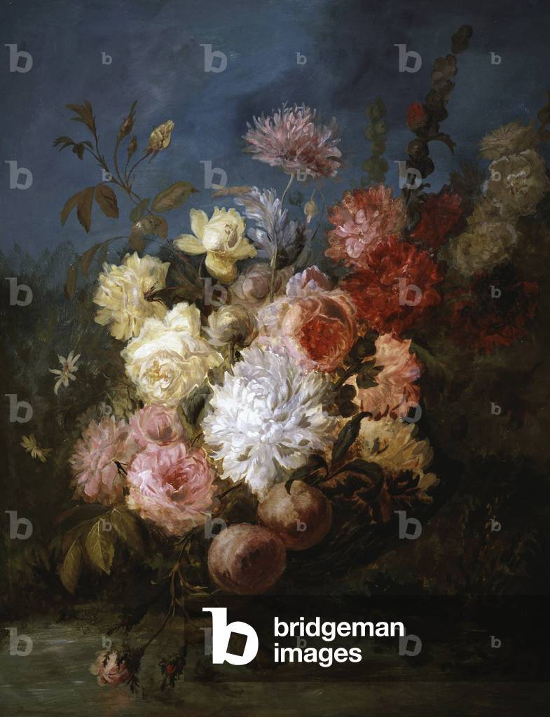 Natur morte de fleurs d'ete. Peinture de Etienne Leon Trebutien (1823-1871) Sammlung privée.