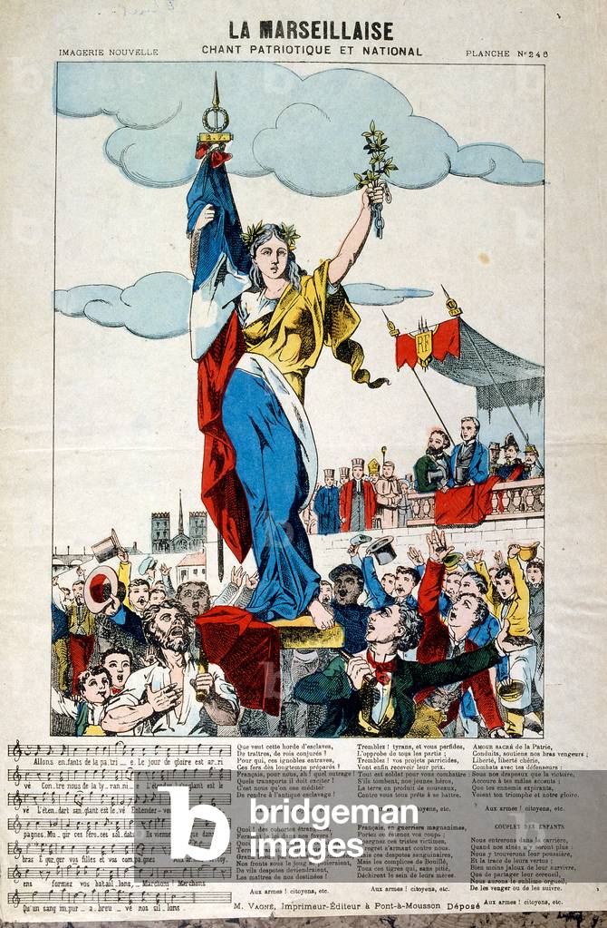 Illustration révolutionnaire française et mots pour « La Marseillaise » 1795. 1701 par French School