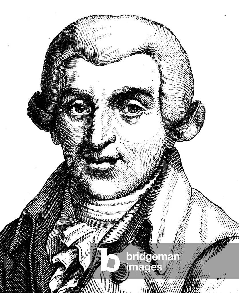 Johann Wilhelm Ludwig Gleim, 1719 - 1803, poeta dell'Illuminismo, ritratto, illustrazione storica, 1880