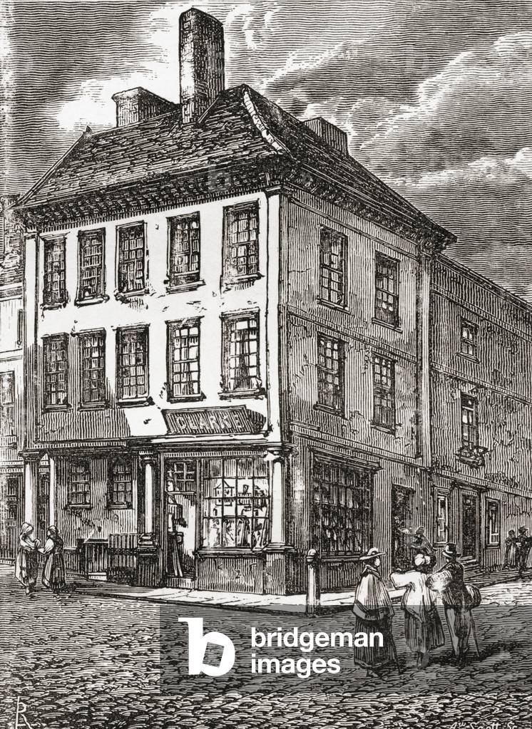 Immagine di Stampa "La casa natale del Dr. Samuel Johnson nella Piazza del Mercato" 1801
