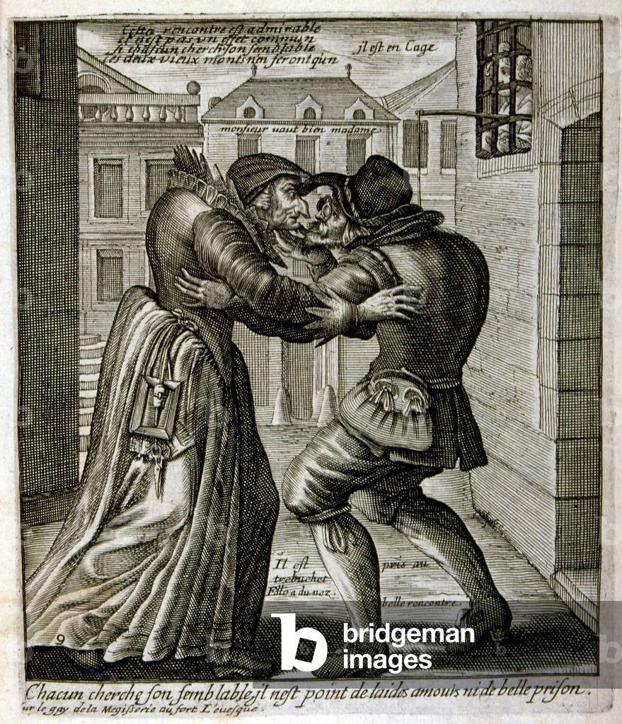 Bild von Gravur "Gravierte Abbildung aus einer Sammlung von Sprichwörtern aus dem 17. Jahrhundert. Paris 1657—