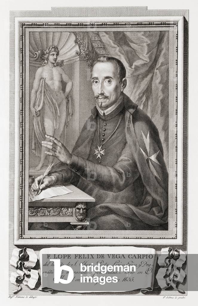 Felix Lope de Vega y Carpio, 1562 - 1635. Spanish playwright, poet and novelist. After an etching in Retratos 