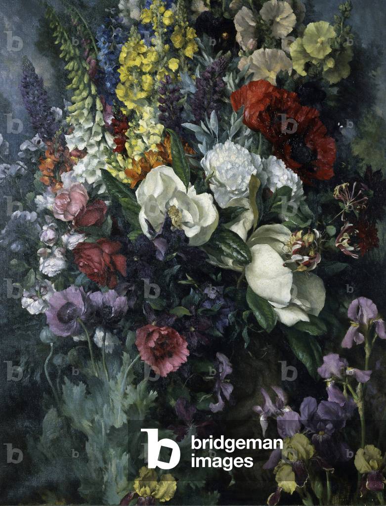 Nature morte de fleurs, 1927. Peinture de Walter John James (1869-1932) Collezione privata.