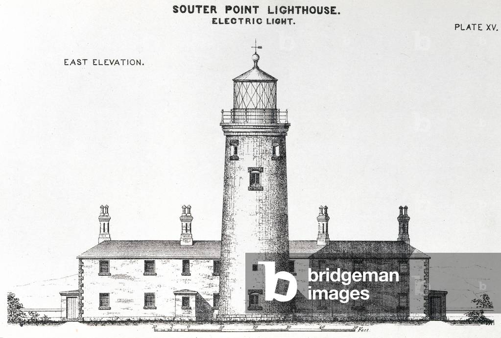Bild von Gravur "„Souter Point Leuchtturm", b/w