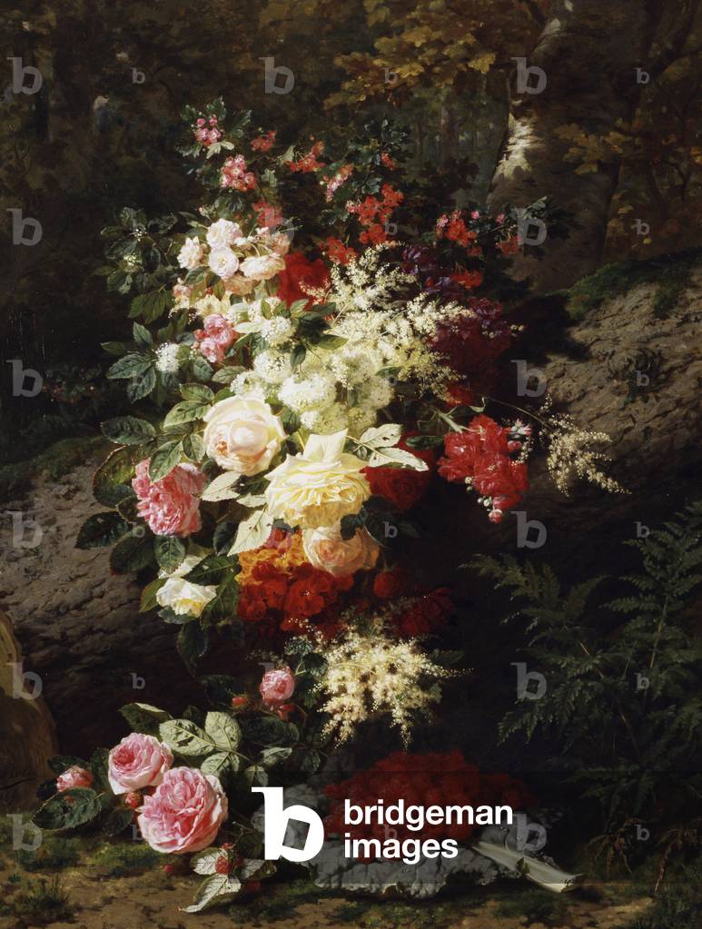 Nature morte avec des framboises. Peinture de Jean Baptiste Robie (1821-1910) Collection privée.