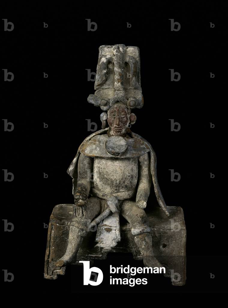 Art precolombien, Zivilisation maya: figurine d'argile provenant du site de Campeche au Mexique. 700-1000 apre