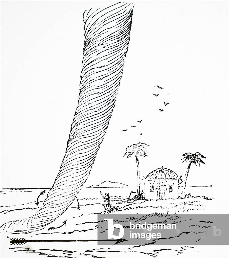 Incisione raffigurante un vortice di polvere. Datato XIX secolo