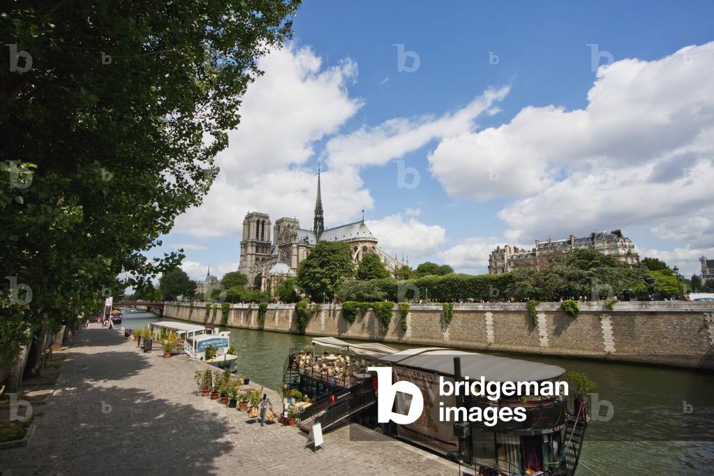 Notre Dame De Paris Cathedral, as seen from the Left Bank of the Seine, Paris, France (photo)