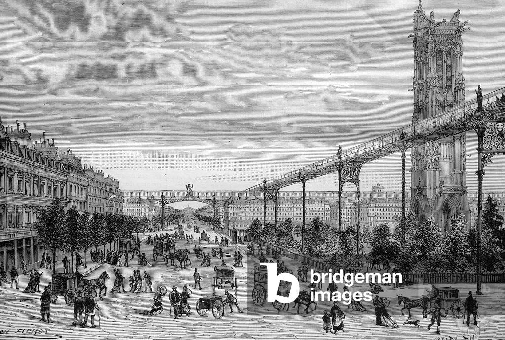 Image of The light rail project in Paris in 1888, on the