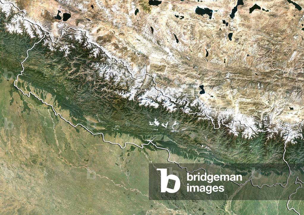 Satellite View Of Nepal Satellite View Of Nepal (With Border). This Image Was Compiled From Data  Acquired By Landsat 5