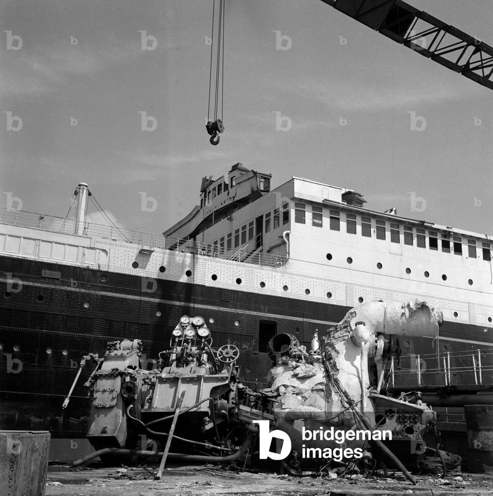 Breaking up the liner SS Britannic, Inverkeithing breakers yard, 1961