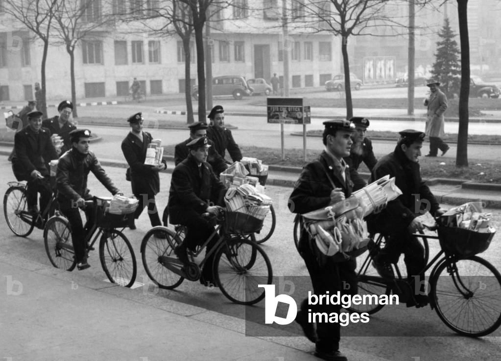 Group of postmen, 1956 (b/w photo)