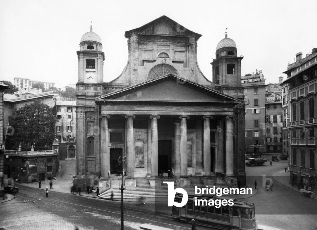 Nunziata Church, Genova, Liguria, Italy, 1920-30 (b/w photo)