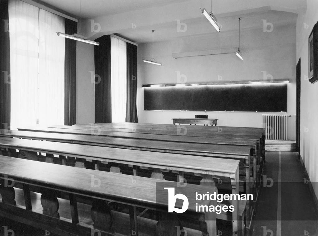 Scuola Normale Superiore Di Pisa, Room, Tuscany, Italy, 1958 (b/w photo)