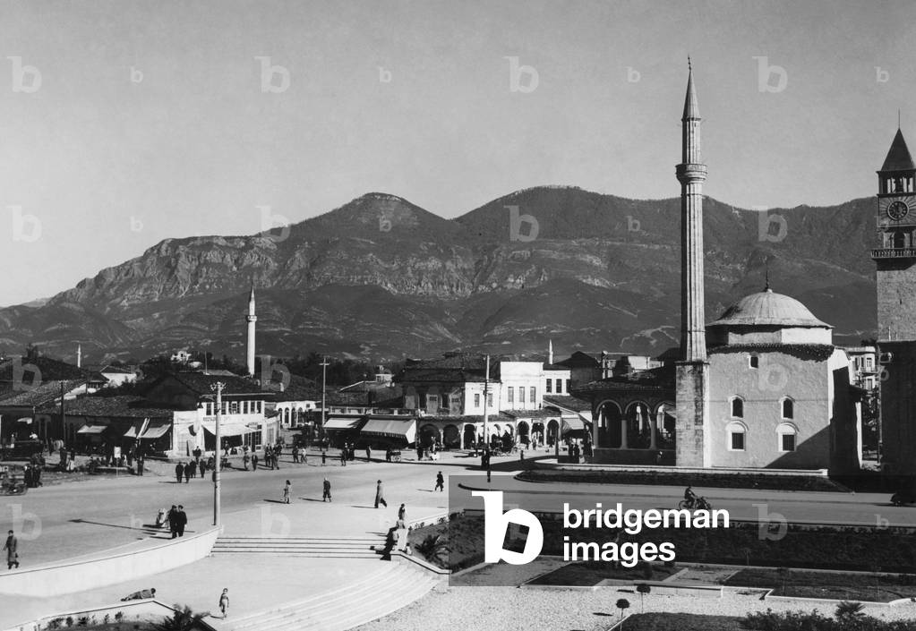 Ethem bey mosque, tirana, albania, 1930 (b/w photo)