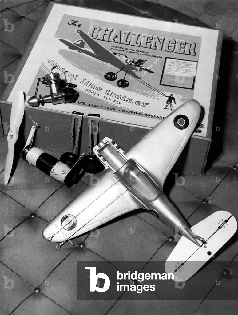 Toys, Radio-Controlled Airplane, 1952 (b/w photo)