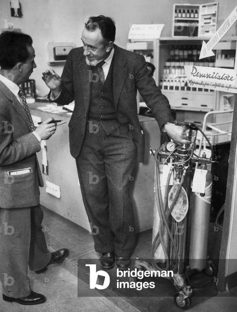 Italy, Lombardy, Milan, a Stand at the Medicine Pavilion of the Xxix Edition of the Trade Fair, 1951 (b/w photo)