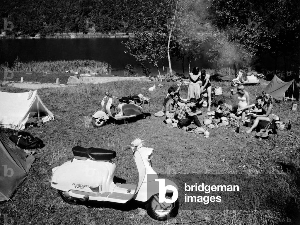 People in Camping, 1958 (b/w photo)