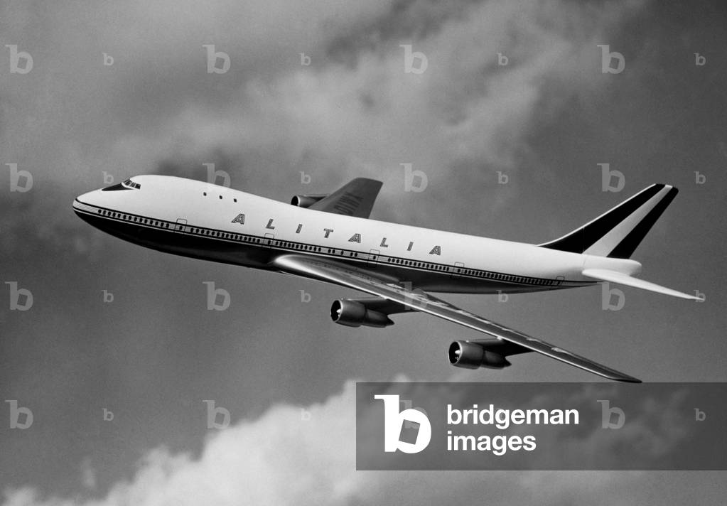 Alitalia plane, 1962 (b/w photo)