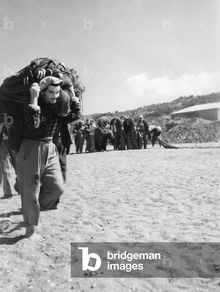 Fishermen, Diamante, Calabria, Italy, 1955 (b/w photo)