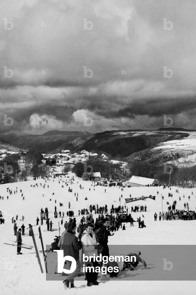 Ski, Gambarie D'Aspromonte, Calabria, Italy, 1955 (b/w photo)