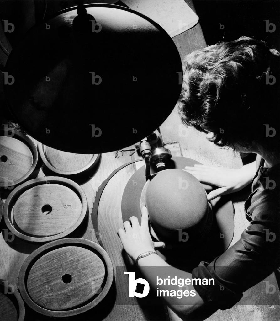 Borsalino Hat Factory, Alessandria, Piedmont, Italy, 1959 (b/w photo)