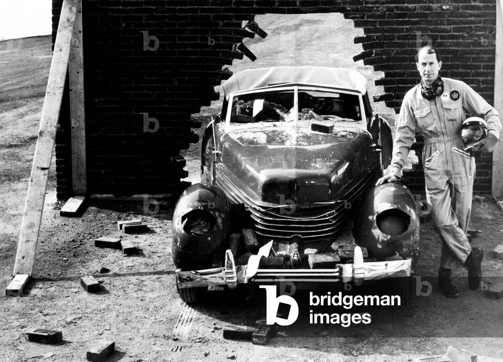 Royalex Car After a Crash Test, 1969 (b/w photo)