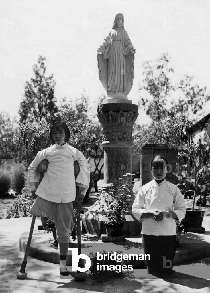 Franciscan Mission in China, Two Orphans of Taiyuan Orphanage, China 1930-40 (b/w photo)